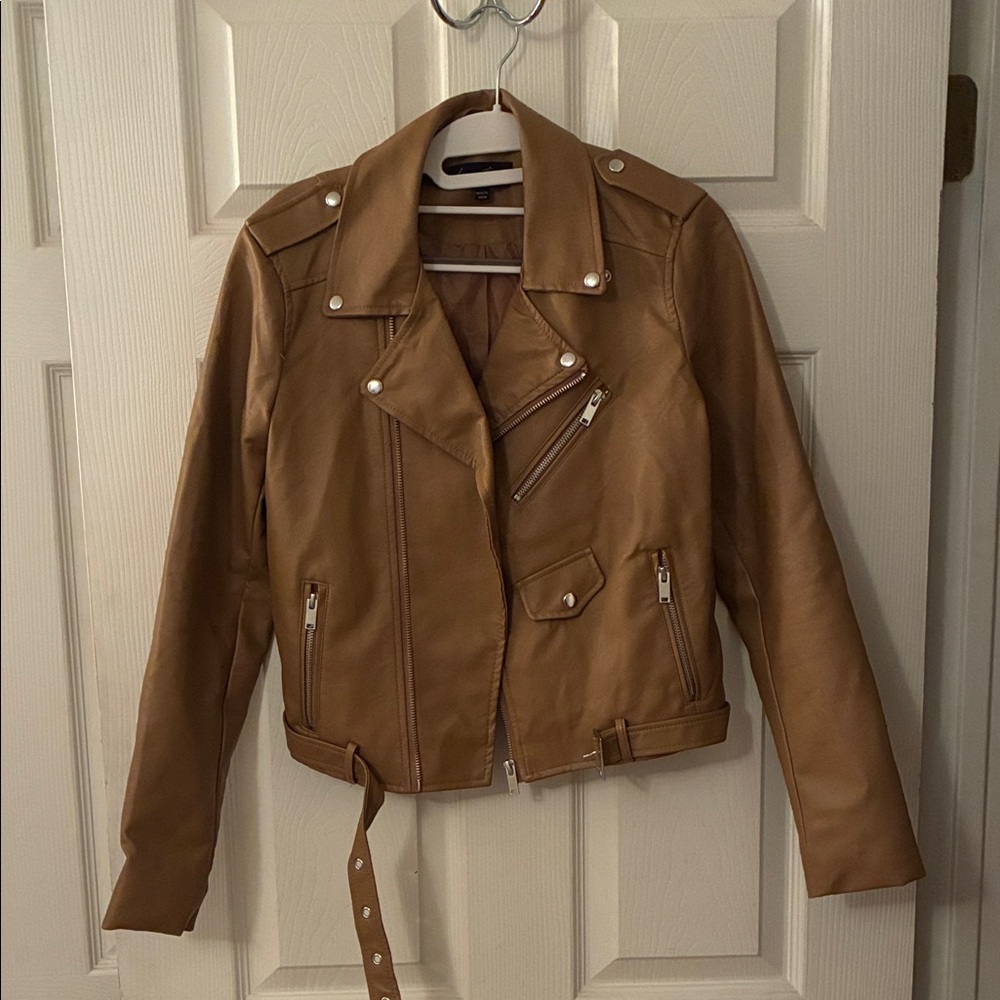 Love Tree- Tan Faux leather Women's Jacket